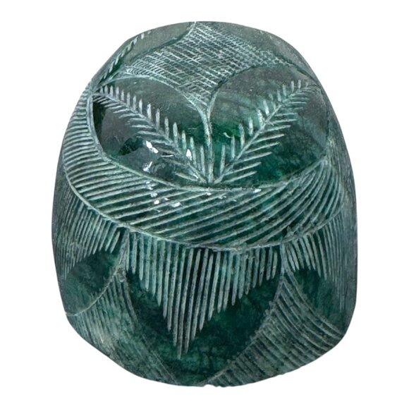Hand-Carved Green Emerald Gemstone Intricate Leaf Pattern 1700+ Carats Large - Picture 6 of 11